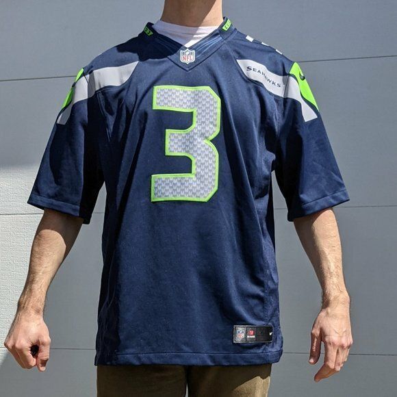 Nike Other - Nike Vintage Rare Seattle Seahawks Wilson Football Jersey Blue Green YXL Men S
